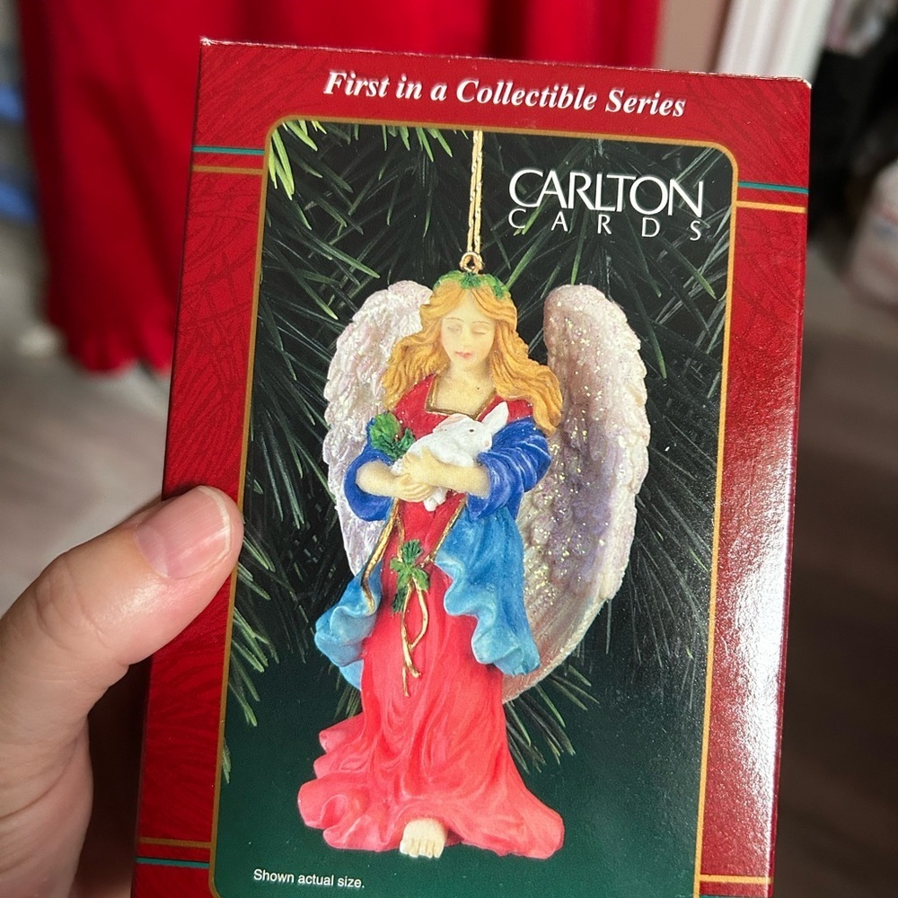 4/$50 Carlton Cards Angel Ornament - Red and Blue with Gold Accents 😇